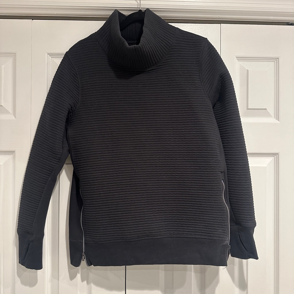 All in Motion Black Cowl Neck Sweater with Ribbed Knit